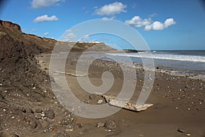 Coastal erosion south of Hornsea, Yorkshire, England