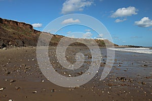 Coastal erosion south of Hornsea, Yorkshire, England