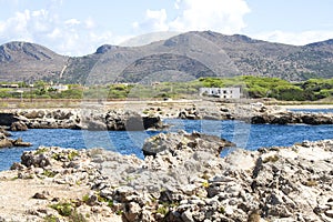 Coastal features of island Fabignana, Sicily, Italy