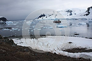 Coastal landscape from Danco Island in Antarctica, Antarctic Peninsula