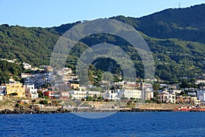 Coastal landscape with marina of Casamicciola Terme, Ischia Island, Italy photo