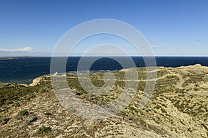 Coastal landscape in Peninsula Valdes at dusk, World Heritage Site,