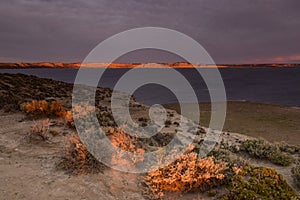 Coastal landscape in Peninsula Valdes at dusk, World Heritage Site, Patagonia Argentina