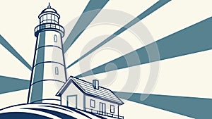 Coastal Lighthouse Rays of Light Seascape Vector, vector design Generative AI