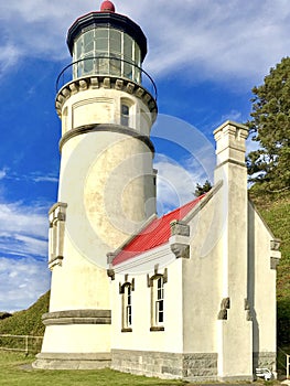 Coastal Lighthouse with red roof