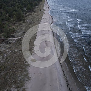 Coastal panorama at Lyckesand beach on the island of Oland in the east of Sweden from above