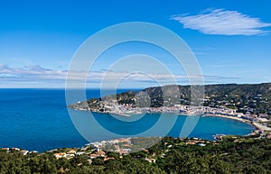 Coastal panorama over the typical Mediterranean village El Port de la Selva, Costa Brava,Spain