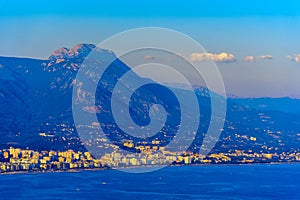 Coastal panorama view of Alanya city and beach