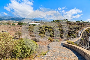 Coastal path in mountain landscape of Tenerife, Canary Islands, Spain