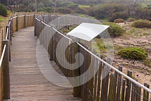 Coastal Path with Rope Fence at Beach Guincho, Cabo da Roca, Portugal