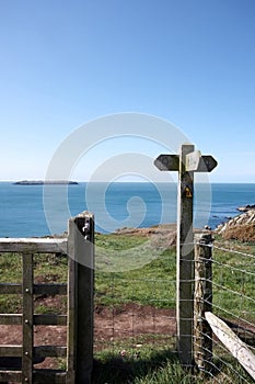 Coastal path sign post