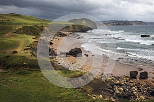 Coastal Path to Arenal de Moris Beach in Asturias, Spain