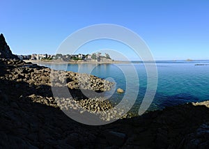 coastal path in the town of Dinard, Ille et Vilaine, Brittany, France