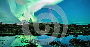 Coastal reflected aurora borealis in Norway