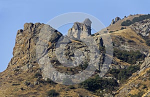 Coastal ridge of the mountain massif Kara-Dag. Crimea