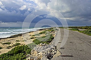 Coastal road in Cozumel, Mexico