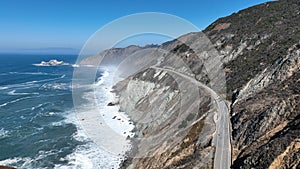 Coastal Road at Highway 1 in California United States.