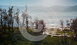 Coastal scenery of erhai lake