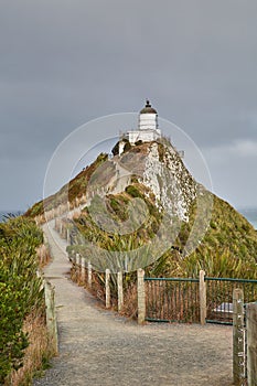 Coastal seaside landscape with lighthouse, Nugget Point, New Zealand