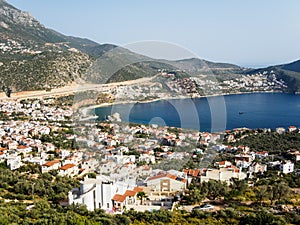 Coastal town at mediteranean sea. Kalkan, Turkey. photo