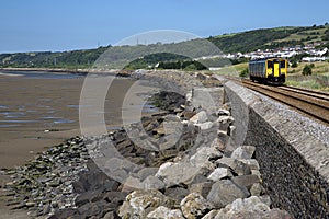 Coastal Train and Railway Line, Millennium Coastal Path, Llanelli, South Wales