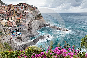 Coastal UNESCO Village Manarola in Cinque Terre National Park, Italy