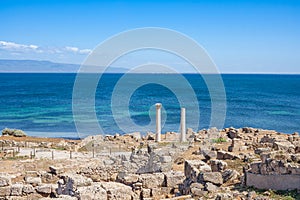 Coastal view of the ancient Tharros in Sardinia, Italy