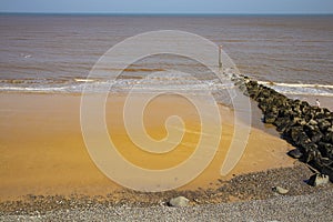 Coastal view and beach at sheringham in norfolk england