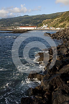 Coastal view of lajes do pico village photo