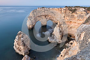 Coastal view from Praia da Marinha beach of Algarve region in Atlantic ocean of Portugal, Europe