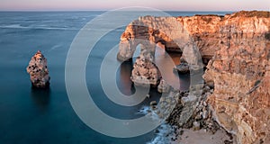 Coastal view from Praia da Marinha beach of Algarve region in Atlantic ocean of Portugal, Europe