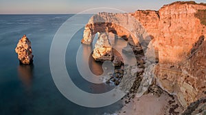 Coastal view from Praia da Marinha beach of Algarve region in Atlantic ocean of Portugal, Europe