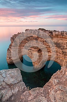 Coastal view from Praia da Marinha beach of Algarve region in Atlantic ocean of Portugal, Europe