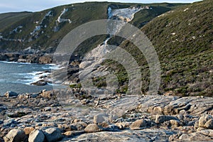 Coastal view torndirrup national park at dusk