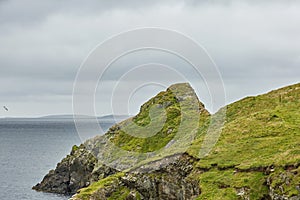 Coastal view toward the Knab in Lerwick, which is the main port on the Shetland Isles, Scotland photo