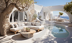 Coastal Villa Terrace with Pool and Natural Elements
