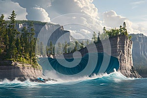 AI-Generated Coastal Cave Wave