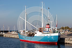 Coaster of the Danish class called Caroliner in the port of Stege