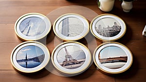 Coasters Picture Frame: Round Frames With Layered Imagery And Subtle Irony