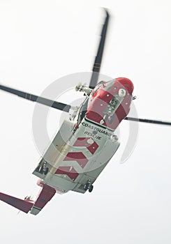 Coastguard rescue helicopter in action. Scotland. UK