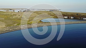 Coastline of Arctic Ocean in summer on desert Novaya Zemlya.