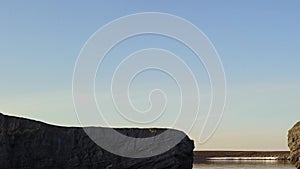 Coastline of Arctic Ocean in summer on desert Novaya Zemlya.