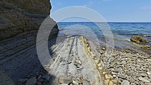 Coastline area near old city Piran and Strunjan, nice place for swimming with St. George's Parish Church view. Slovenian Ist