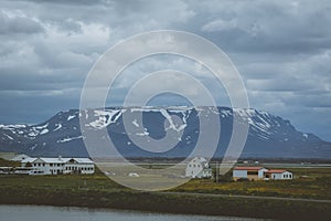 The coastline around the pond Stakholstjorn with pseudo craters - natural monument near Lake Myvatn in Northern Iceland