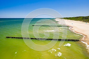 The coastline of the Baltic Sea with beautiful beaches on the Hel Peninsula, Poland