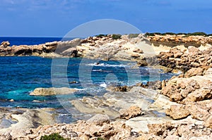 The coastline of beautiful beach on Mediterranean Sea. Cyprus