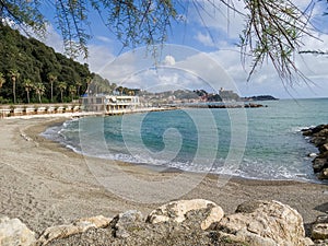 Coastline at the beautiful village San Terenzo, Liguria, Italy