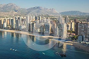Coastline of a Benidorm. Aerial view of Benidorm, with beach and