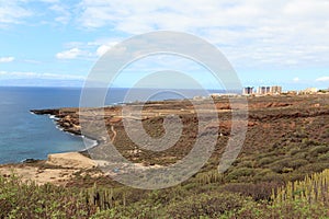 Coastline with cliffs at beach Playa de Diego Hernandez on Canary Island Tenerife, Spain