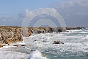 Coastline Cote Sauvage on the peninsula Quiberon, Brittany